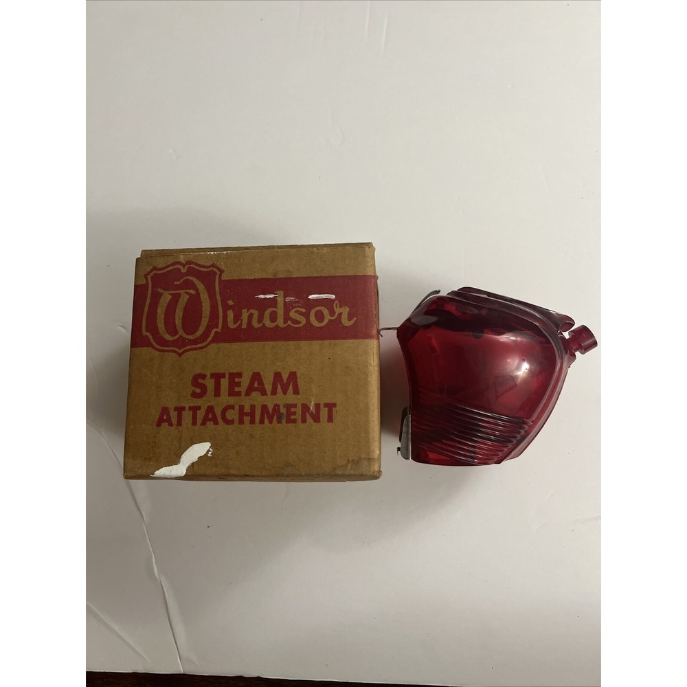 Vintage Red WINDSOR Steam Attachment RARE Intact With Box Flat Iron W/ Washers